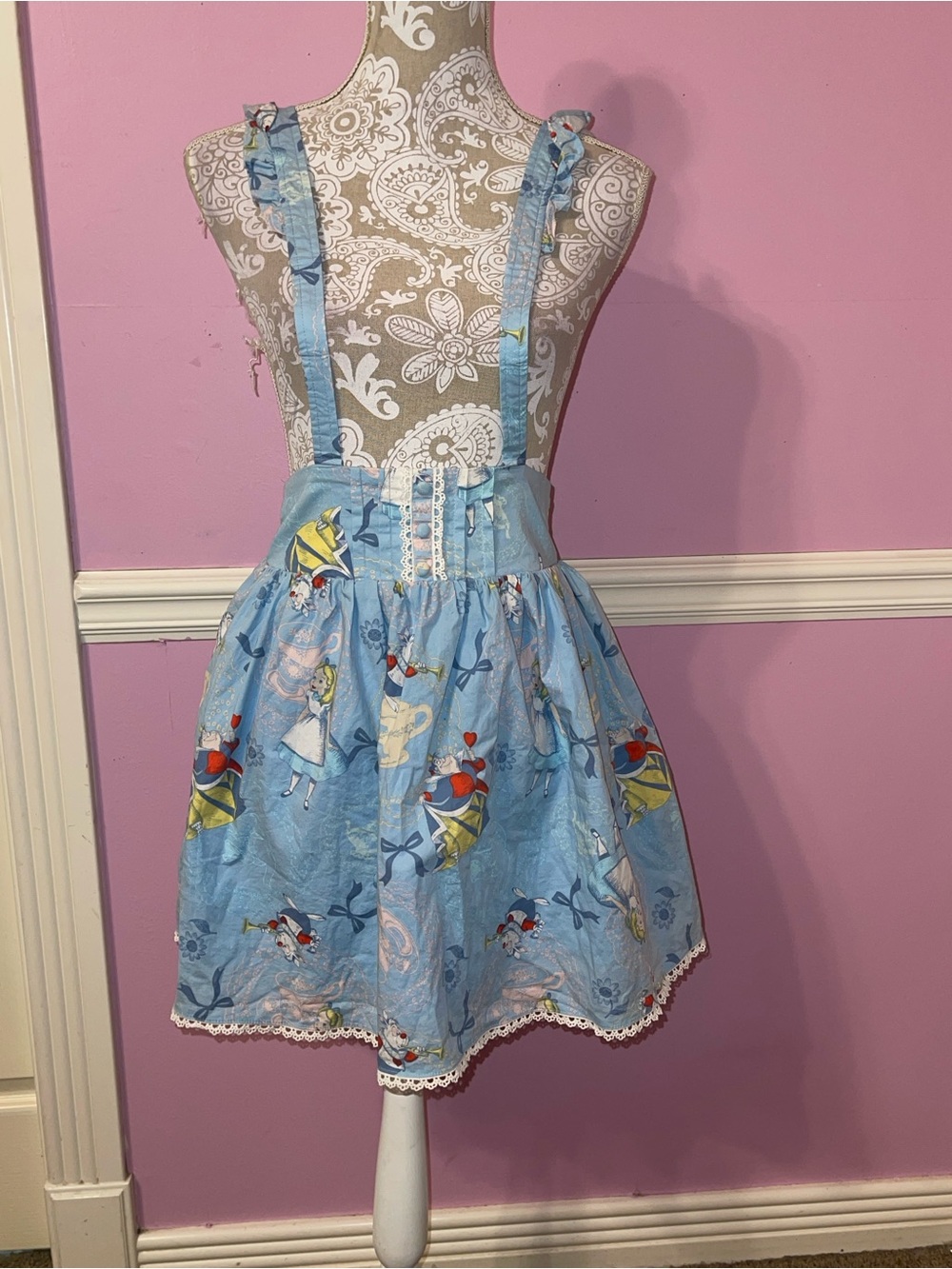 Alice in wonderland Disney Lolita suspender skirt dress lace Victorian Cheshire
